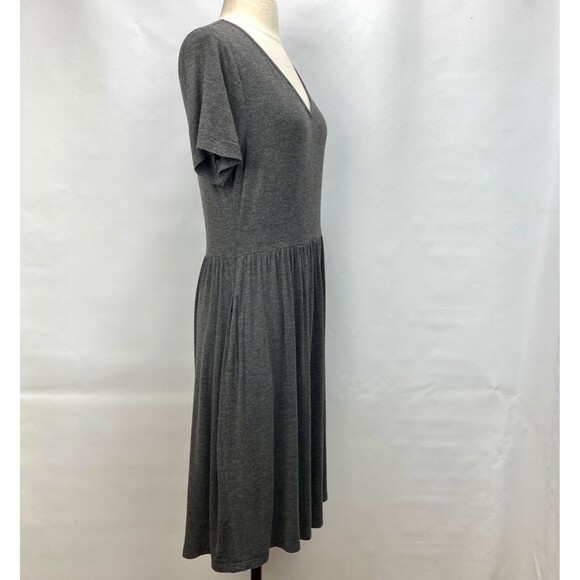 DB Moon Womans Gray Knit Dress Medium Fit N Flare Pockets Boho Peasant Casual - Picture 9 of 12